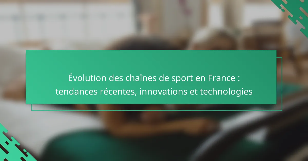 Quelles innovations technologiques impactent les chaînes de sport en France ?
Les innovations technologiques qui impactent les chaînes de sport en France incluent la diffusion en streaming, la réalité augmentée et les analyses de données. Le streaming permet un accès instantané aux événements sportifs. Cela a transformé la manière dont les spectateurs consomment le sport. La réalité augmentée enrichit l'expérience des téléspectateurs avec des statistiques en temps réel. Les analyses de données améliorent les stratégies de diffusion et de marketing. Selon une étude de l'Observatoire des Médias, 60% des Français préfèrent le streaming aux chaînes traditionnelles. Ces innovations redéfinissent les normes de consommation sportive en France.