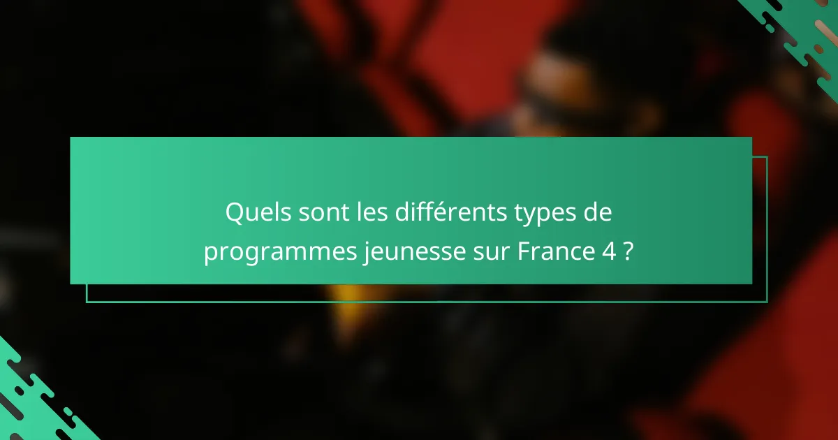 Quels sont les différents types de programmes jeunesse sur France 4 ?