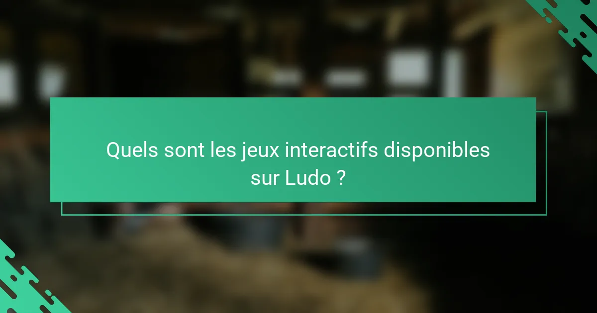 Quels sont les jeux interactifs disponibles sur Ludo ?